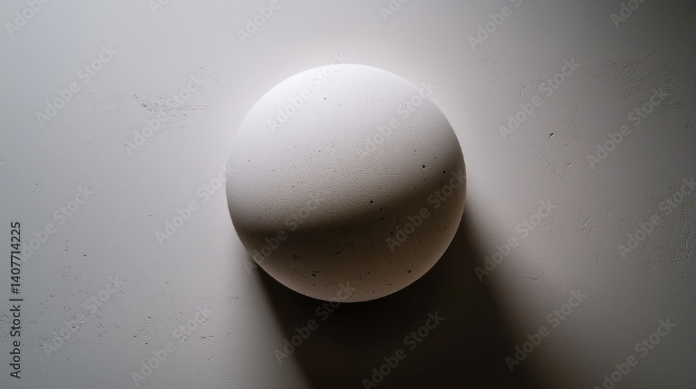 Studio shot of a white sphere, top view, subtle shadows, minimal background Studio shot of a white sphere, top view, subtle shadows, minimal background