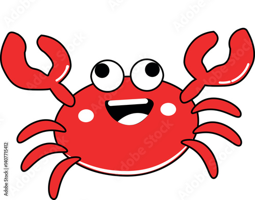 red vector crab smiling happily