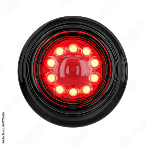 Urban intersection safety top-down view of illuminating red light signal in digital cutout design