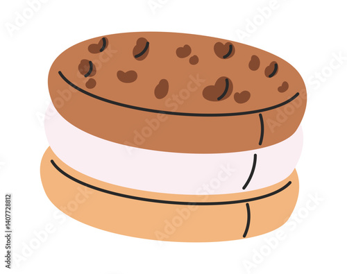 Ice-cream sandwich hand drawn dessert