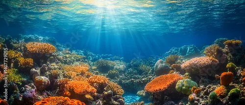 Panel kuchenny z motywem Coral reef underwater ocean life marine ecosystem scuba diving nature view