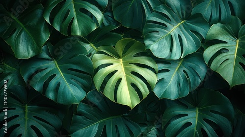 Wallpaper Mural Tropical Rainforest Foliage Plants with Textured Leaves in a Lush Green Arrangement on Black Background Torontodigital.ca