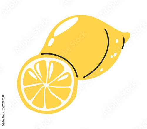 Hand drawn lemon citrus fruit
