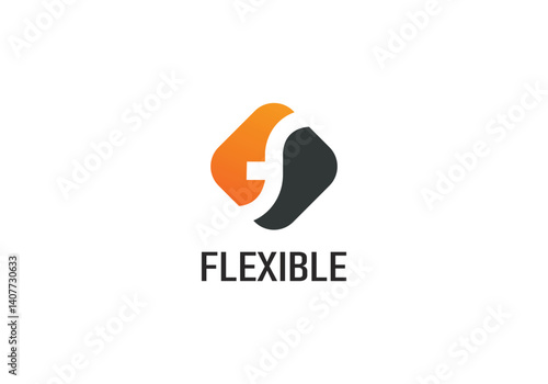 flexible logo design with modern abstract orange and black icon for business branding
