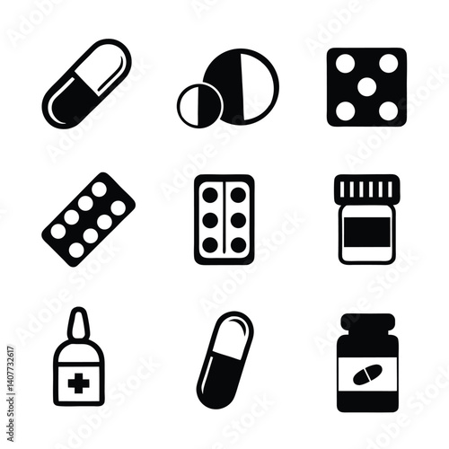 Minimal Medicine Vector Icon Set.