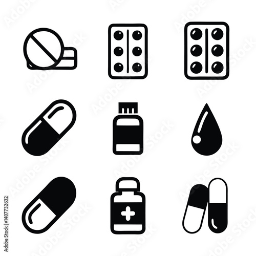 Minimal Medicine Vector Icon Set.
