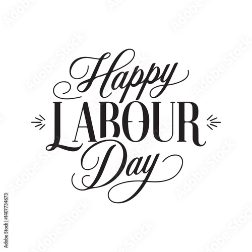 Vector silhouette of clenched fist with wrench, hand lettering of Happy Labour Day 1st of May