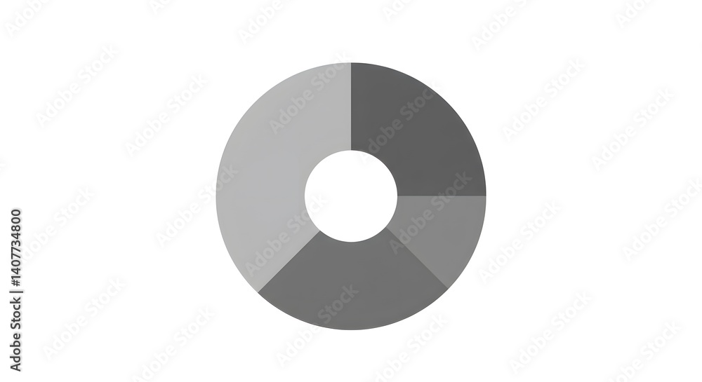 Minimal Flat Vector Donut Chart with Gradient Gray Segments on White Background Minimal Flat Vector Donut Chart with Gradient Gray Segments on White Background