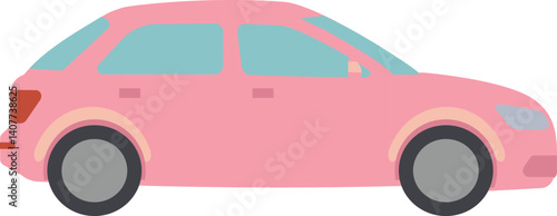 Pink city car cartoon as cute ladies car vector element