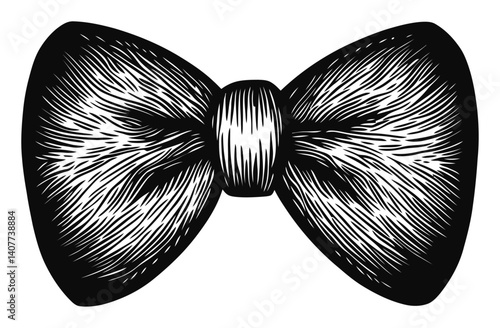 Vintage Woodcut Bow Tie Illustration for Graphic Design Projects