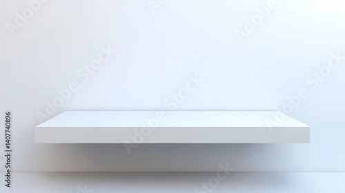 Wallpaper Mural Clean Studio Shot of Floating White Shelf Against a Light White Background Torontodigital.ca