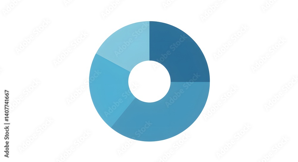 Minimal Flat Vector Donut Chart with Gradient Blue Segments on White Background Minimal Flat Vector Donut Chart with Gradient Blue Segments on White Background
