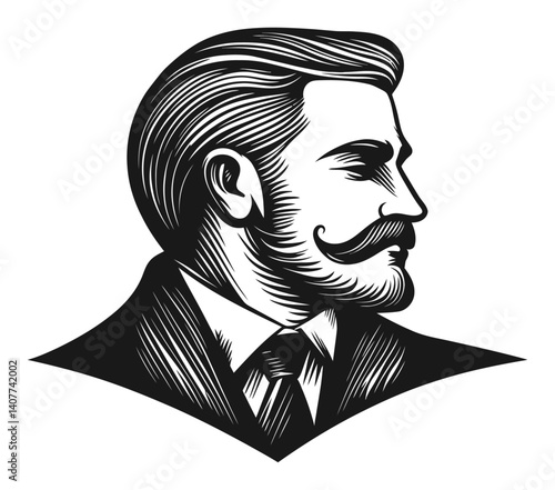 Elegant Vintage Portrait of a Gentleman with Mustache and Haircut