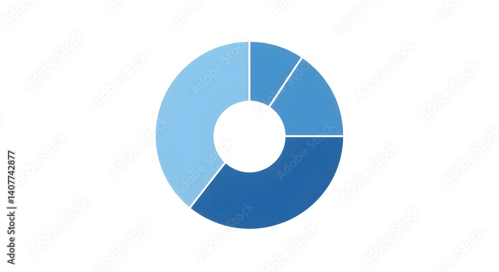Minimal Flat Vector Donut Chart with Gradient Blue Segments on White Background Minimal Flat Vector Donut Chart with Gradient Blue Segments on White Background