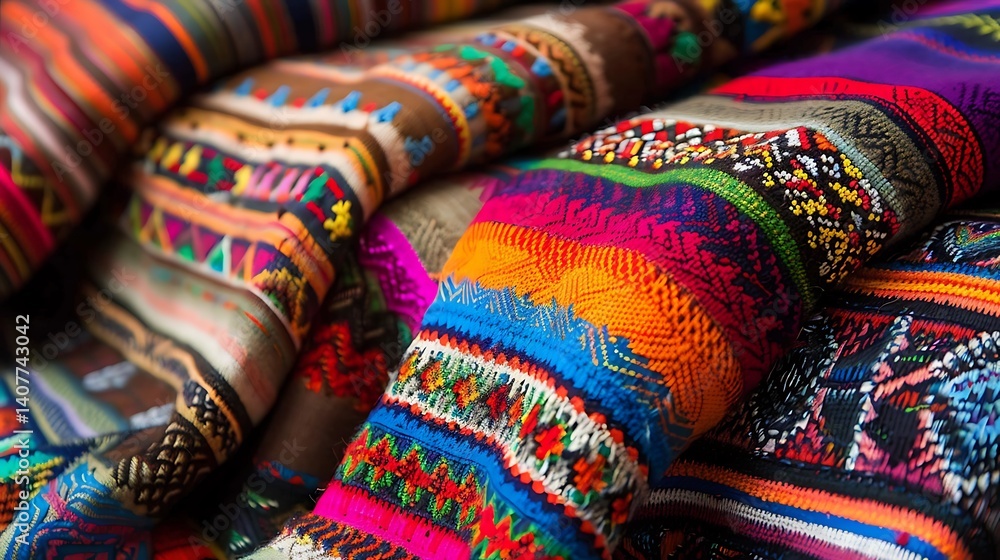 Colorful Textiles Featuring Intricate Patterns and Vibrant Designs from Diverse Cultures Colorful Textiles Featuring Intricate Patterns and Vibrant Designs from Diverse Cultures
