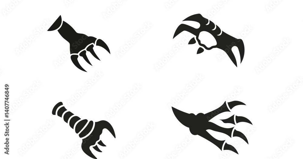 Claw Silhouettes  Fierce and Stylized Icon Set