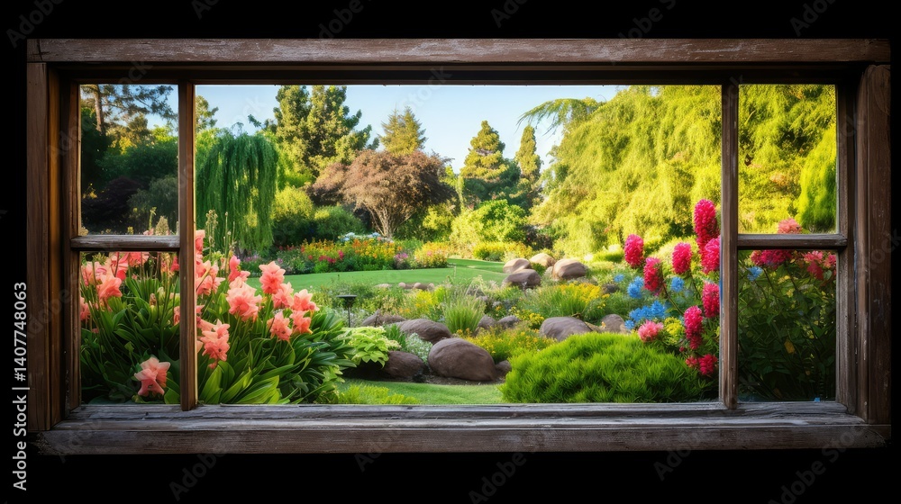 Fototapeta premium garden pane of glass