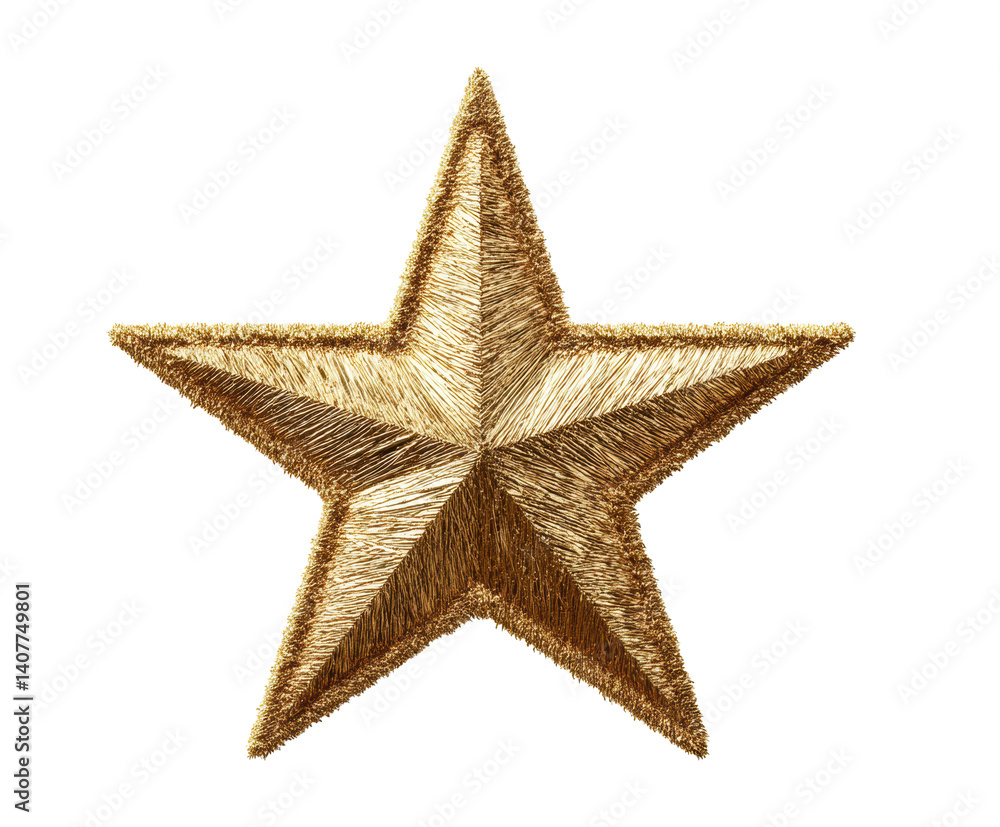 Golden star decoration for festive celebrations and events on a transparent background, cut out Golden star decoration for festive celebrations and events on a transparent background, cut out