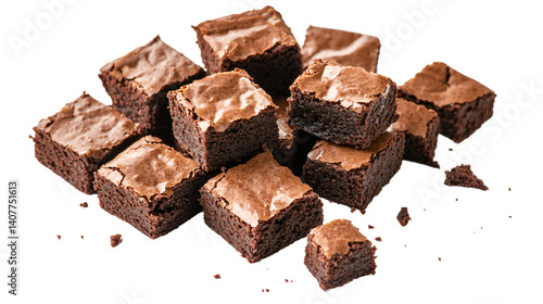 Delicious Fudge Brownies Cut into Perfect Squares on White Background