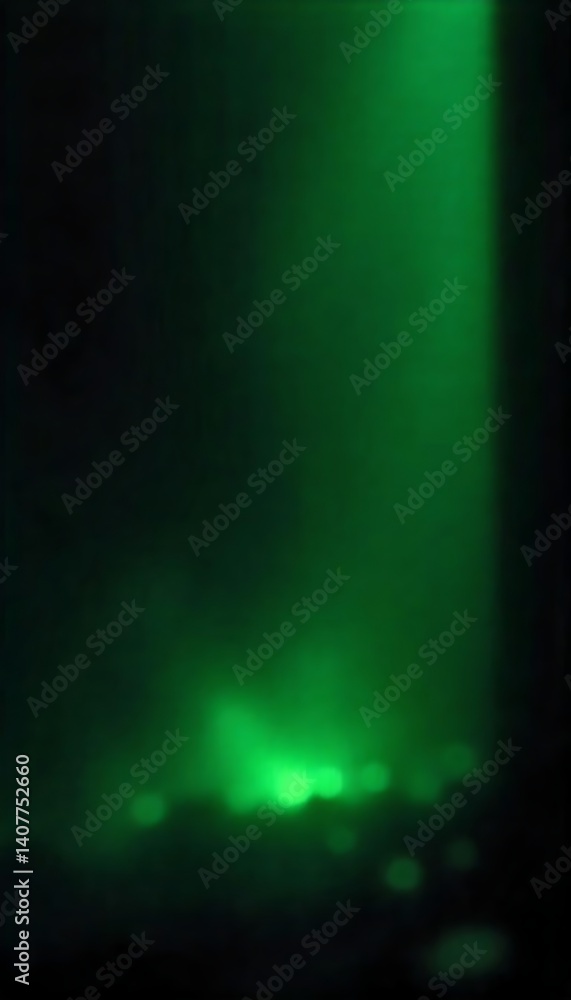 Obraz premium Generative AI image of an mysterious green light in the darkness