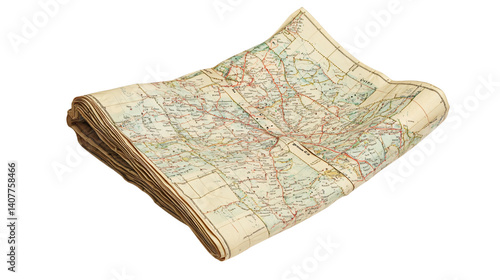 Wallpaper Mural Folded Map on White Background, Isolated for Presentation Mockups Torontodigital.ca