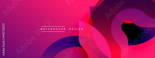 Abstract composition featuring overlapping layers, vibrant pinks, purples, reds. Gradient transitions create dynamic visual flow, modern aesthetic. Smooth shapes suggest movement, depth.