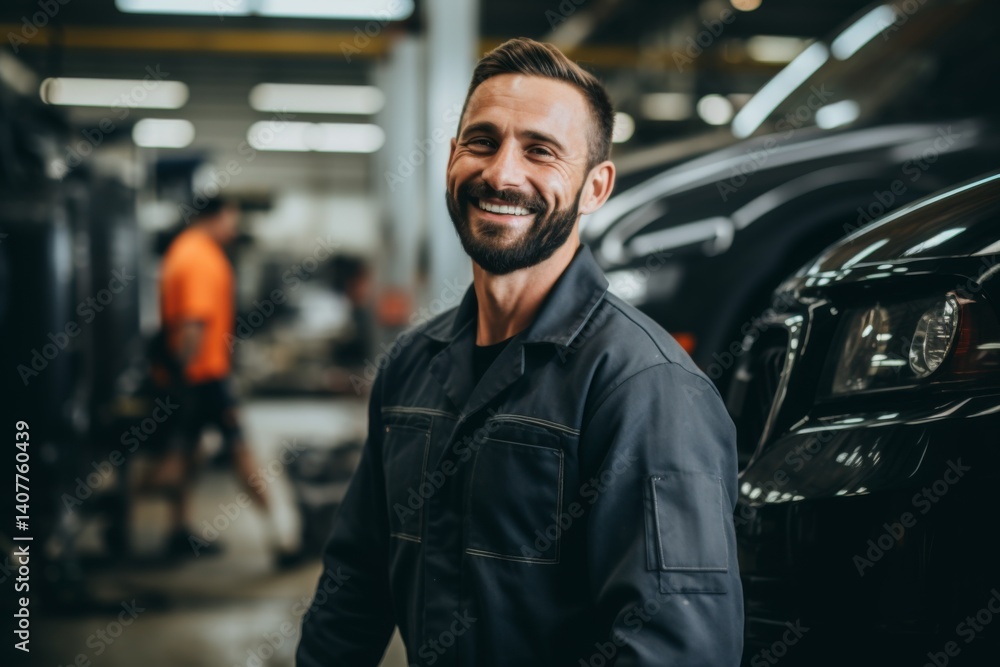 Obraz premium smiling man working in a automotive factory