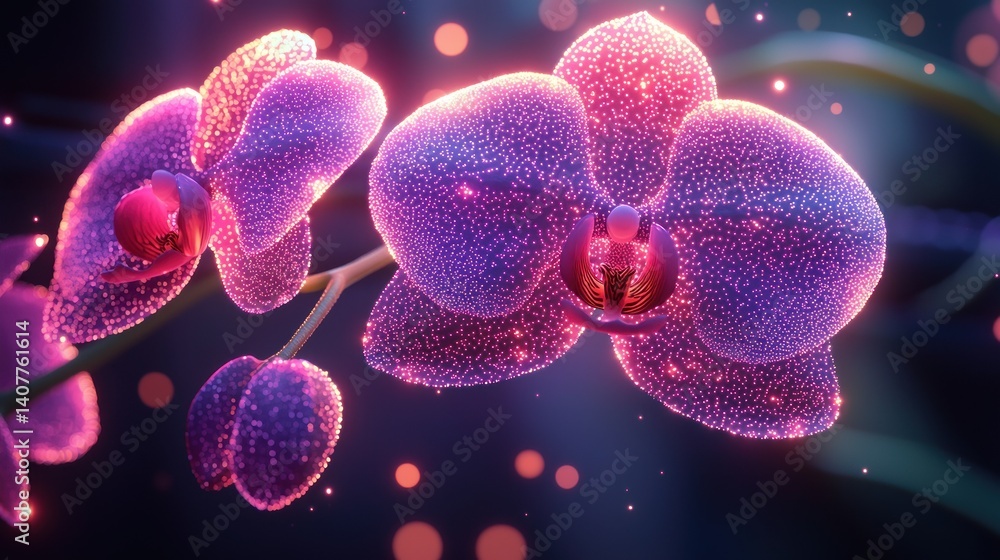 Glowing Orchid Bloom: A Digital Masterpiece Glowing Orchid Bloom: A Digital Masterpiece