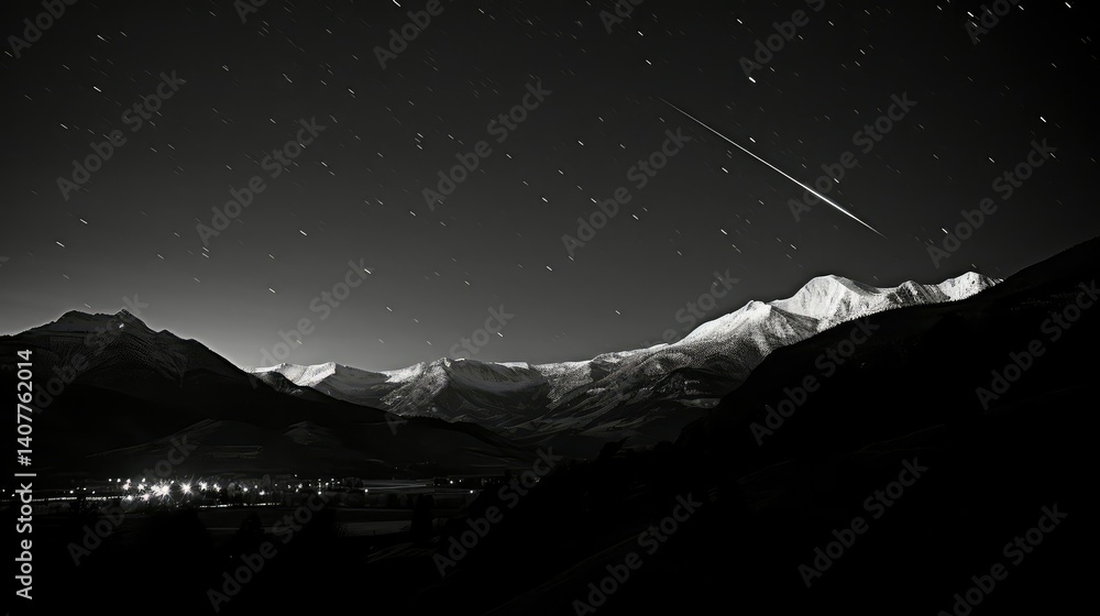 Naklejka premium sky shooting star black and white