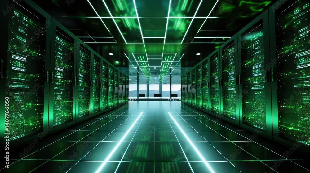 Obraz premium technology cyber security green