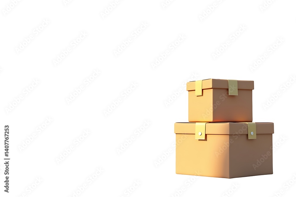 Fototapeta premium Two stacked gifts golden accents sunlit