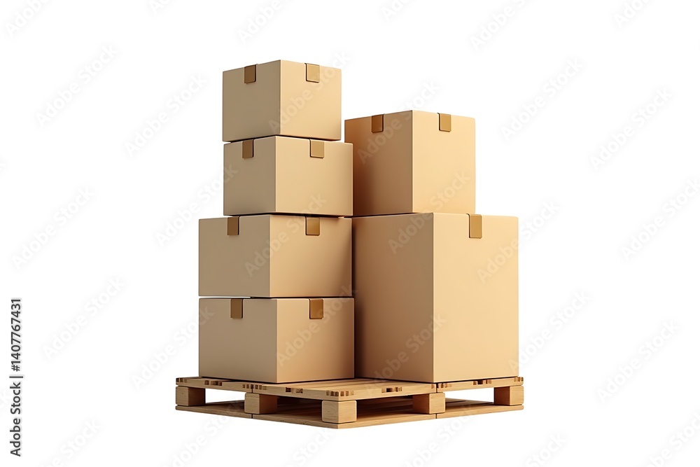 Cardboard boxes stacked on wooden pallet ready for Cardboard boxes stacked on wooden pallet ready for