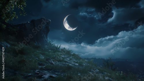 night sky and moon
