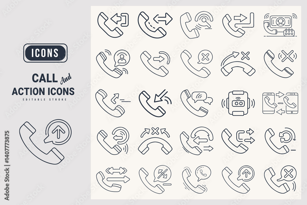 Obraz premium Call action silhouette icons icons set.