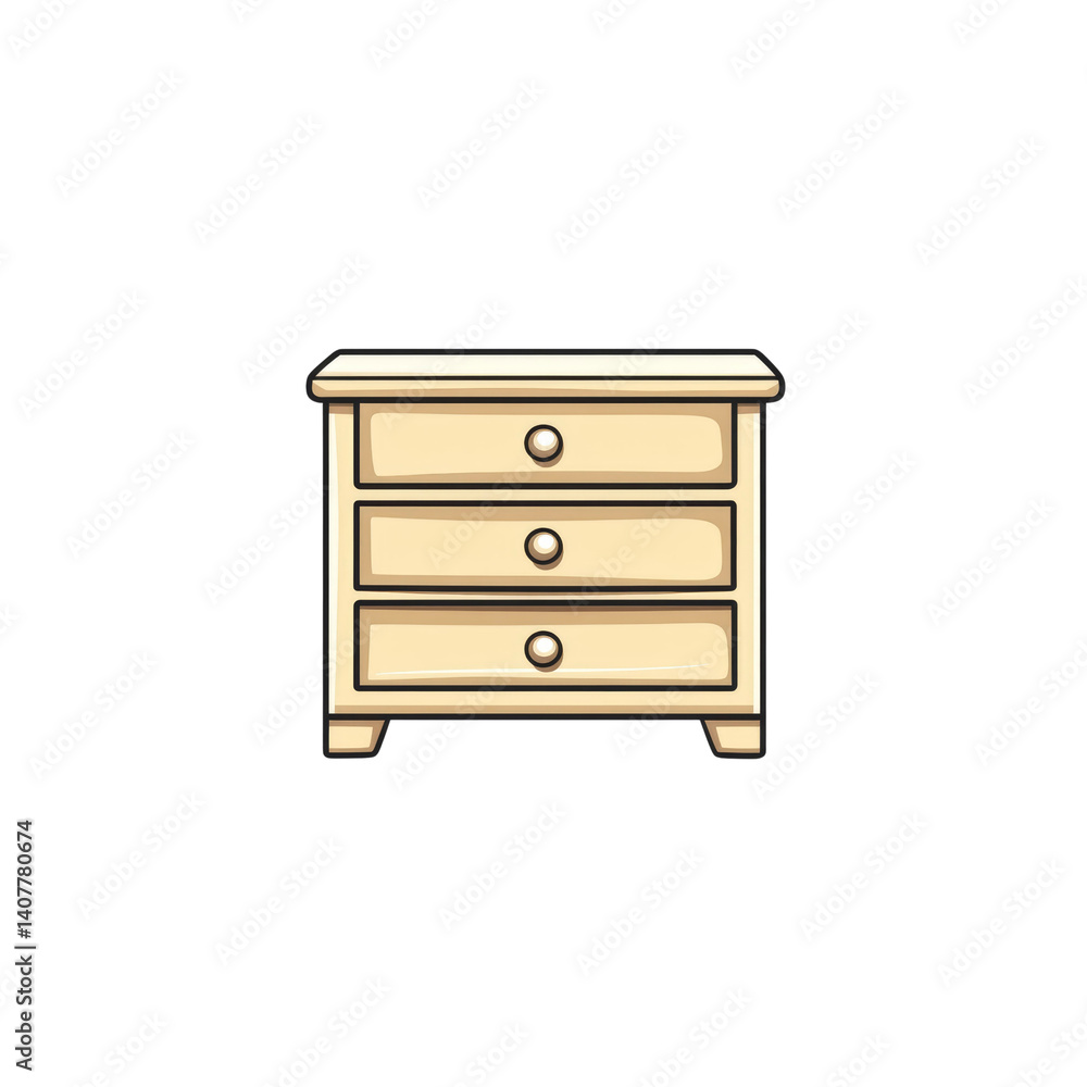 Simple Cartoon Illustration of a Four-Drawer Wooden Chest of Drawers Simple Cartoon Illustration of a Four-Drawer Wooden Chest of Drawers
