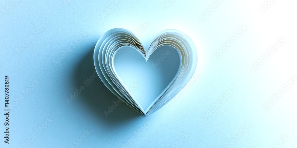 A heart shape made from softly layered paper creates a calm and soothing vibe. This simple design is perfect for love-themed projects or designs. Ideal for creative inspiration. AI