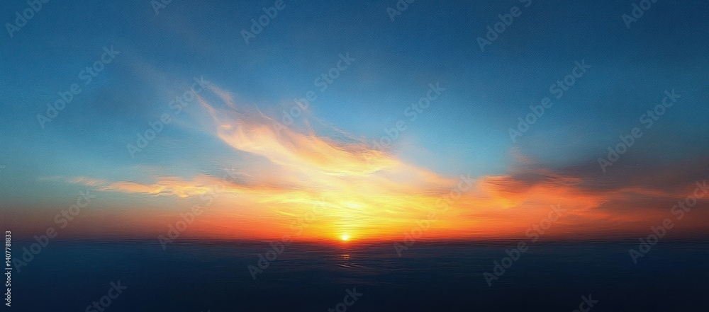 Fototapeta premium Autumn Sunset Sky and Clouds Landscape with Warm Light and Cool Tones