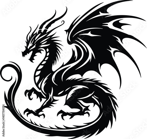 Wallpaper Mural A silhouette dragon illustration Torontodigital.ca