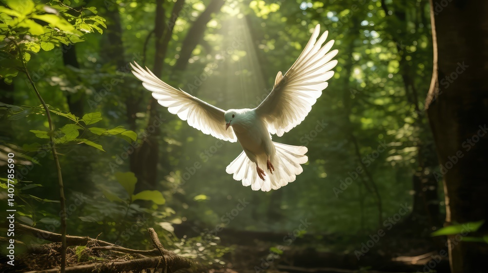 Obraz premium canopy white dove flying