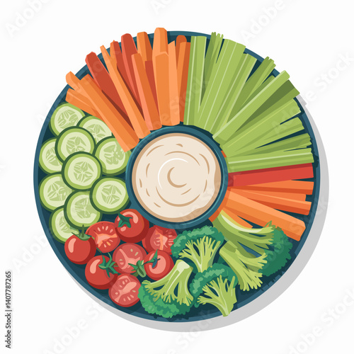 Colorful Crudité Platter with Hummus Dip