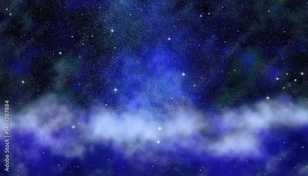 Galaxylike Cloud Space with Stellar Stars and Nebulae Swirling Above a Serene Earthly Landscape at Dawn, a Mesmerizing Cosmic Spectacle Galaxylike Cloud Space with Stellar Stars and Nebulae Swirling Above a Serene Earthly Landscape at Dawn, a Mesmerizing Cosmic Spectacle