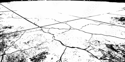  tile floor grunge black and white cracks or dust textured  white background.