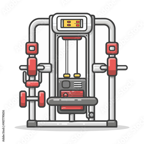 Modern Fitness Equipment Strength Training Machine Illustration