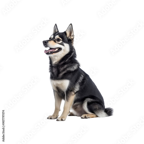 Alaskan Klee Kai Dog Breed Sitting Profile, Isolated on Transparent background
