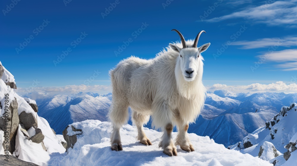 Fototapeta premium landscape goat white