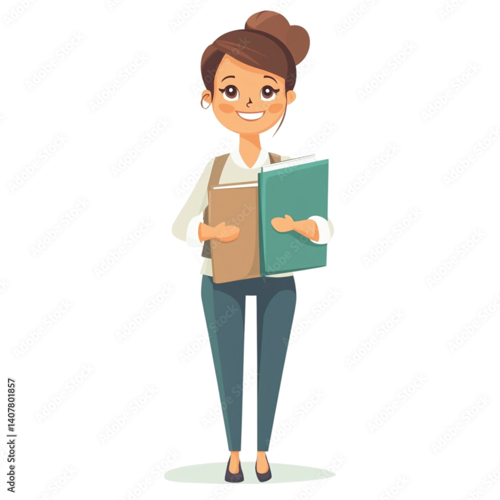 Happy woman holding books smiling student teacher or professional Happy woman holding books smiling student teacher or professional