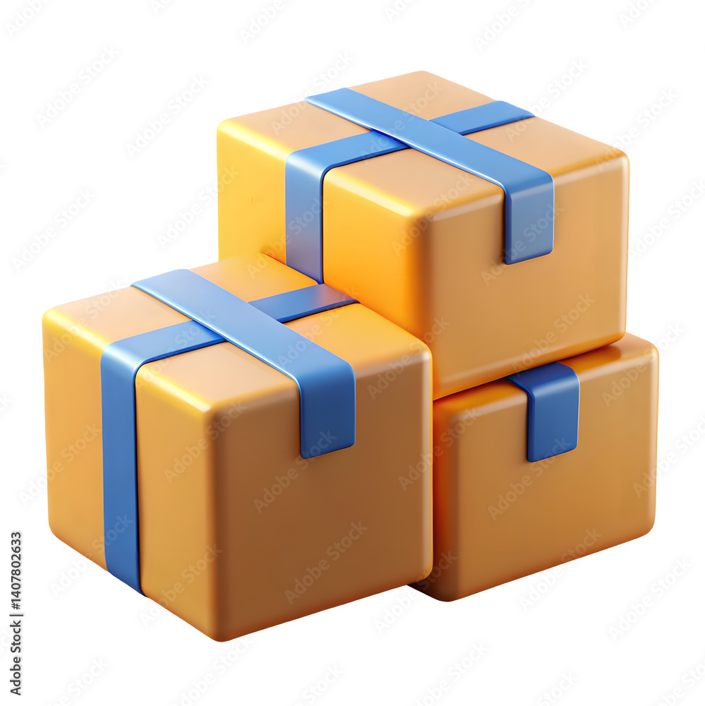 Obraz premium 3D Stack of Delivery Boxes: Plastic Shipping Package Icon