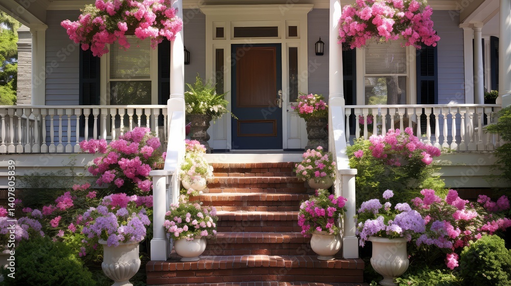 Fototapeta premium restored house spring flowers