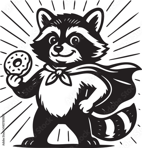 raccoon with superhero cape