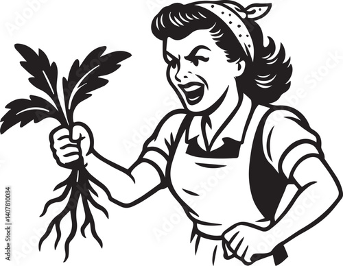 retro woman with weed